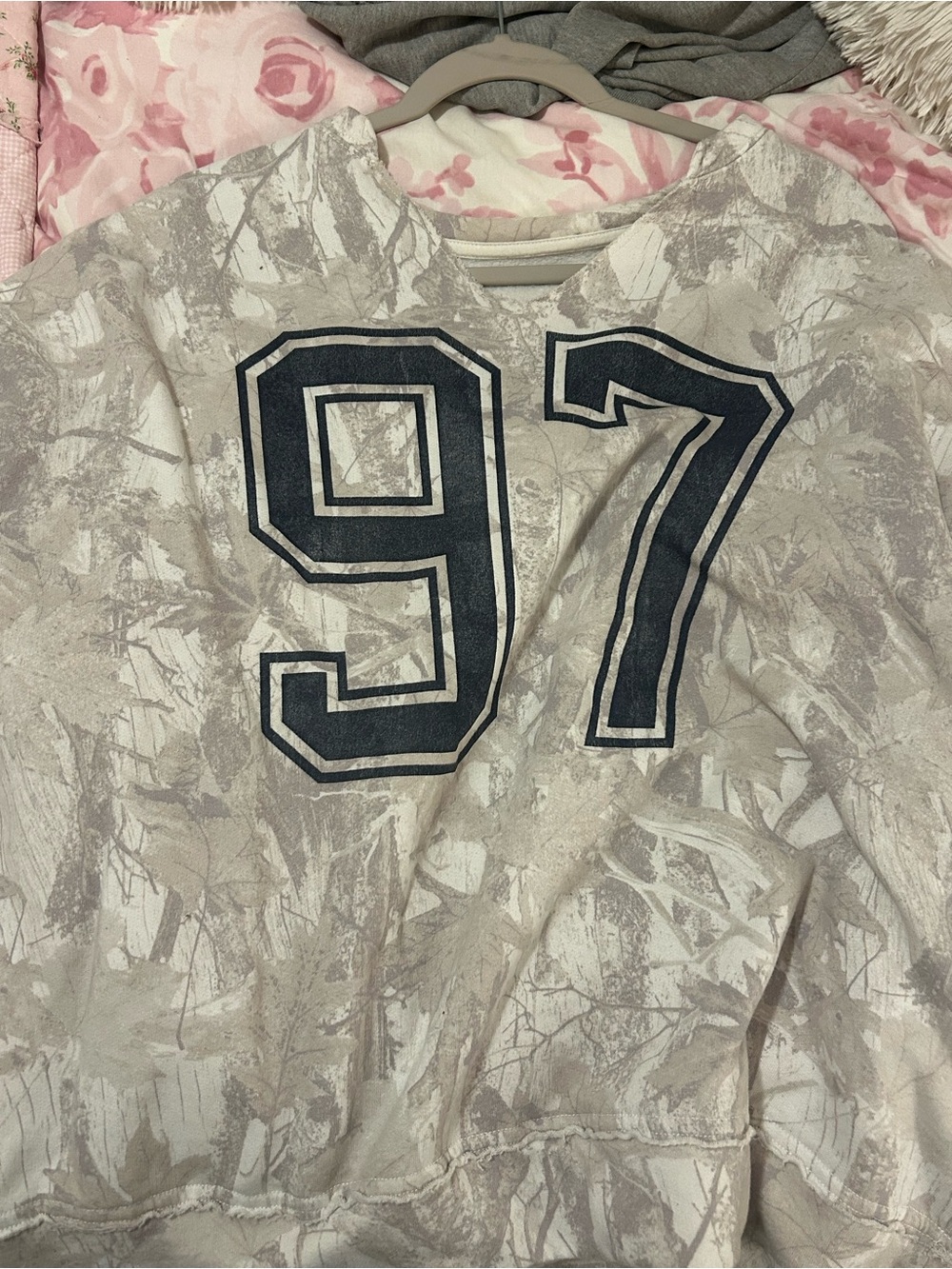 Hollister Gray camo-Print Sweatshirt with Navy blue '97' Graphic